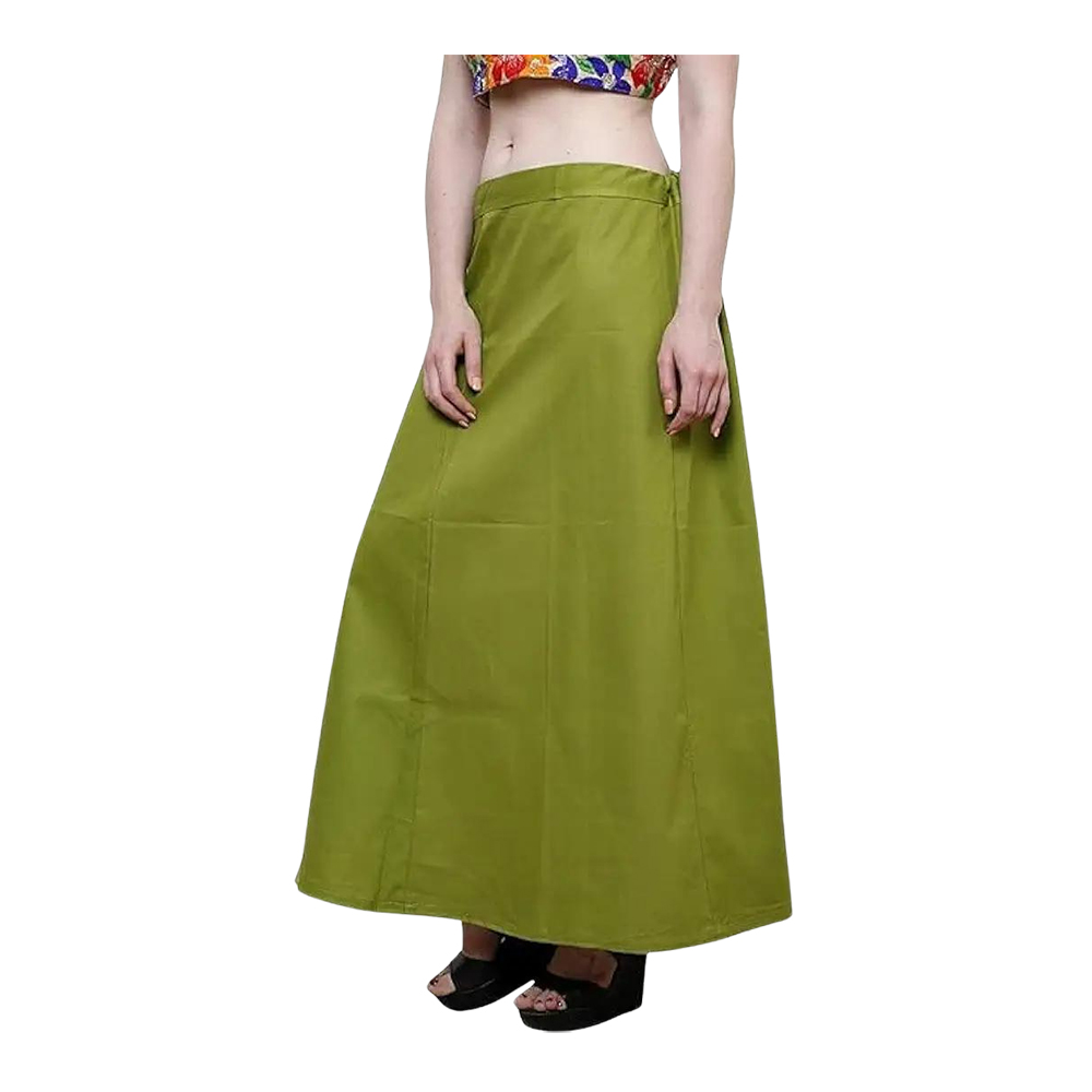 Cotton Saree Petticoat for Women - Mehendi Green - XL