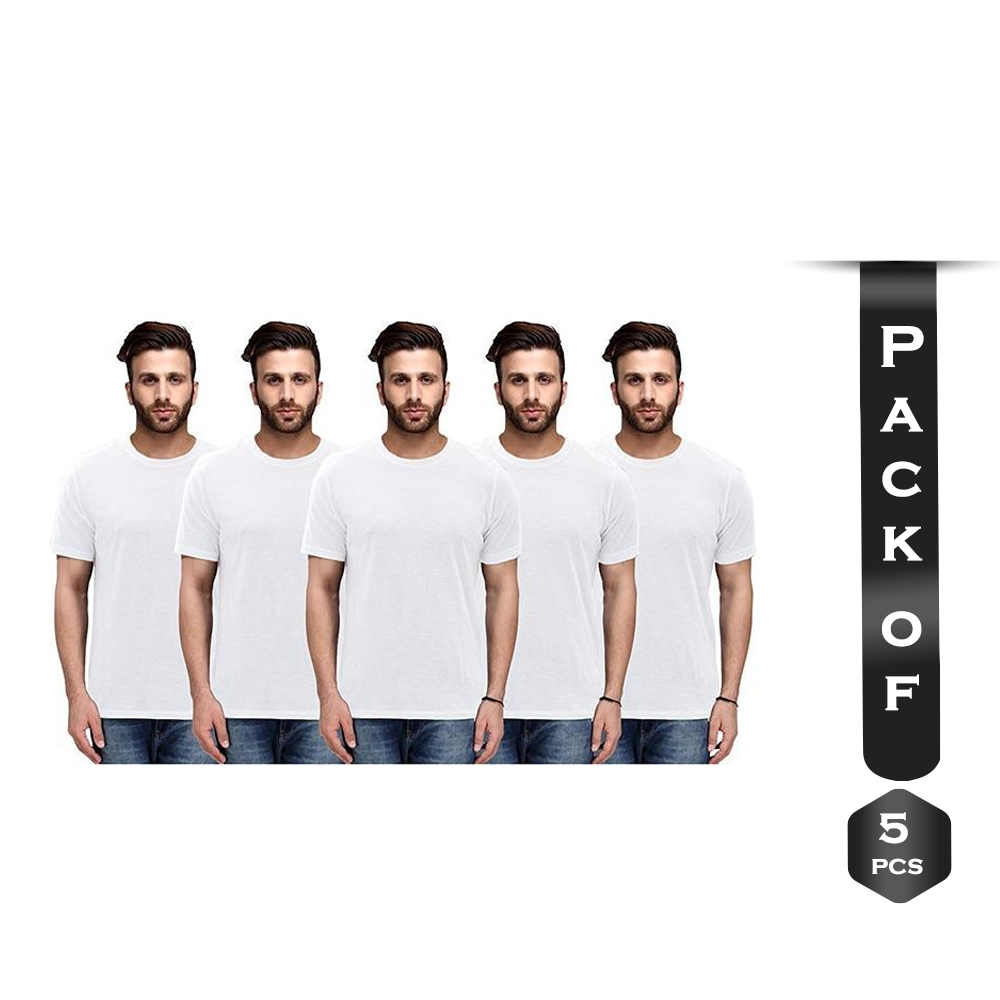 Pack of 5Pcs Cotton Half-Sleeve T-Shirts For Men - TSHIRT5-11