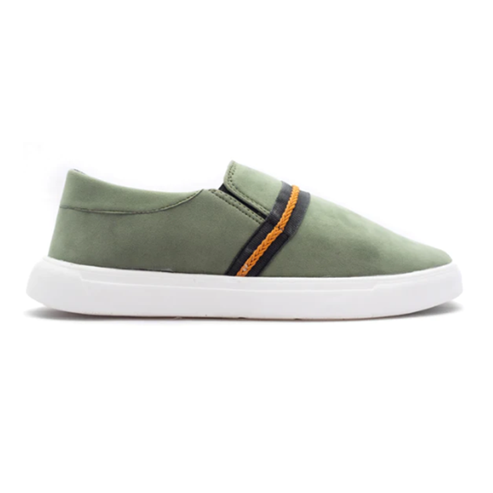 Suede Leather Casual Sneakers For Men - Olive - RCS00001
