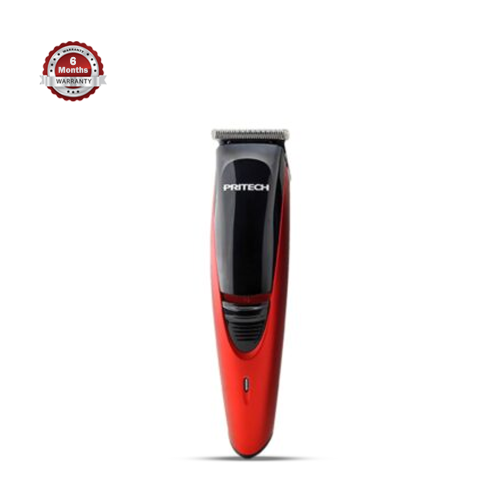 Pritech PR-2046 Rechargeable Hair and Beard Clipper For Men - Red