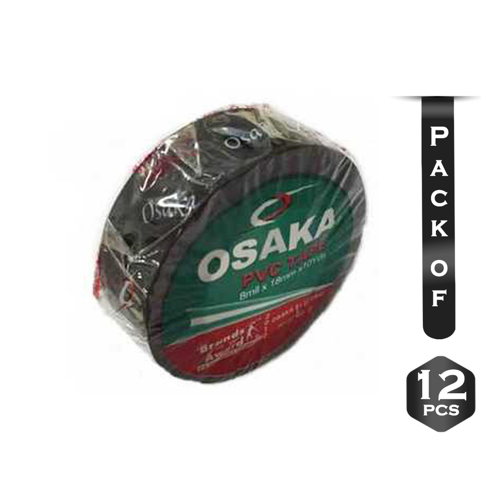 Pack of 12 Pcs Osaka 18 Mm Pvc Tape - Black