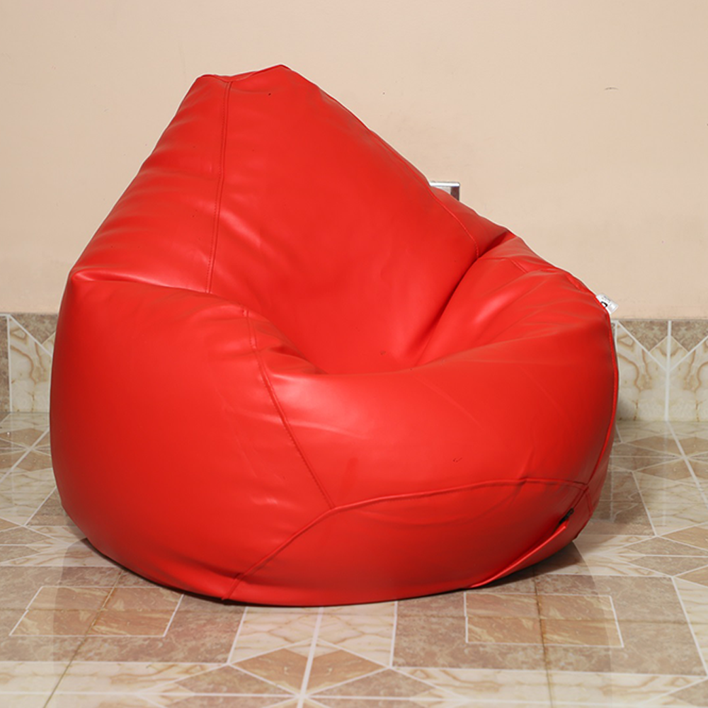 Leather Bean Bag XXL With Extended Back Support - Red - APL2RD