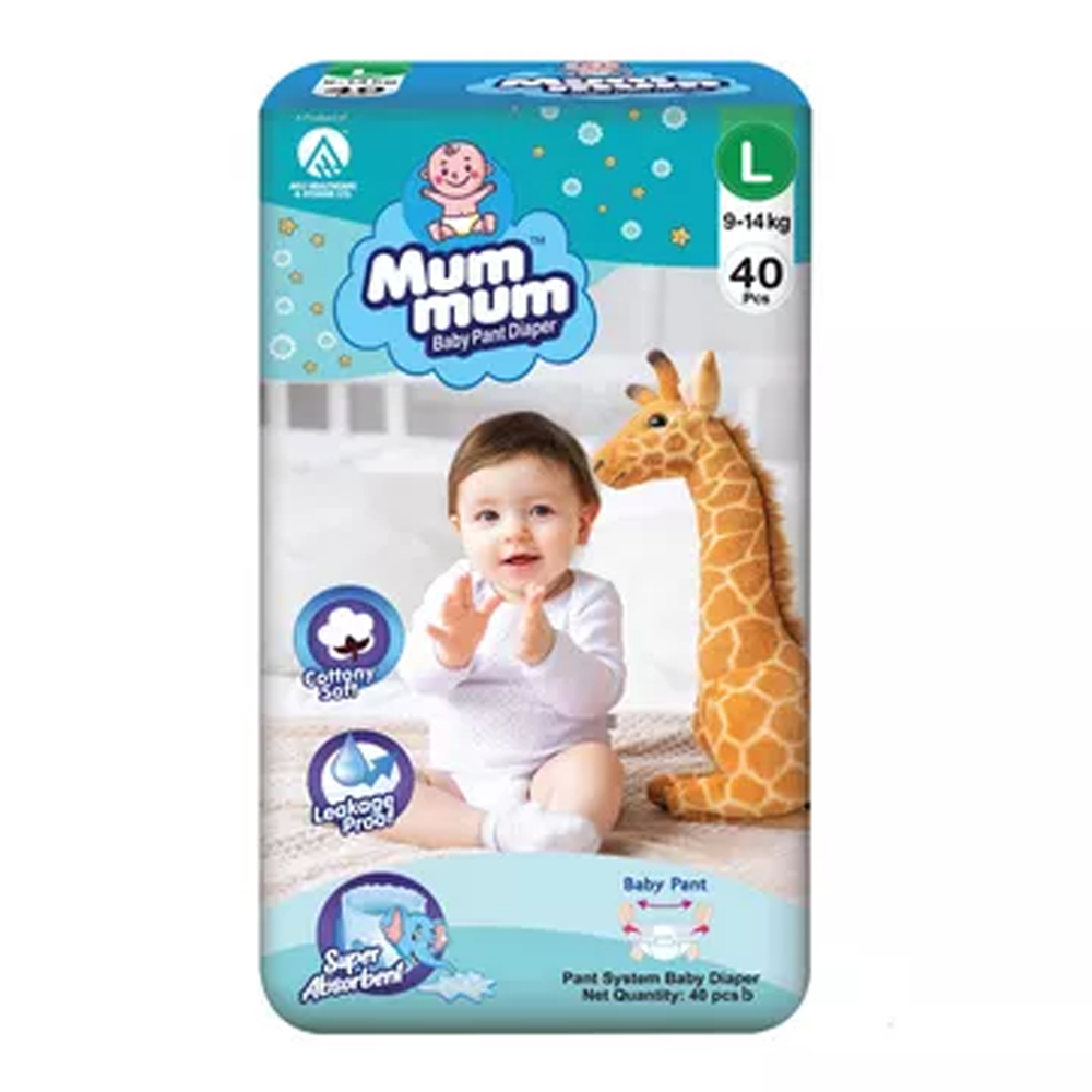 Mum Mum Baby Diapers Pant - Large - 9-14Kg - 40Pcs