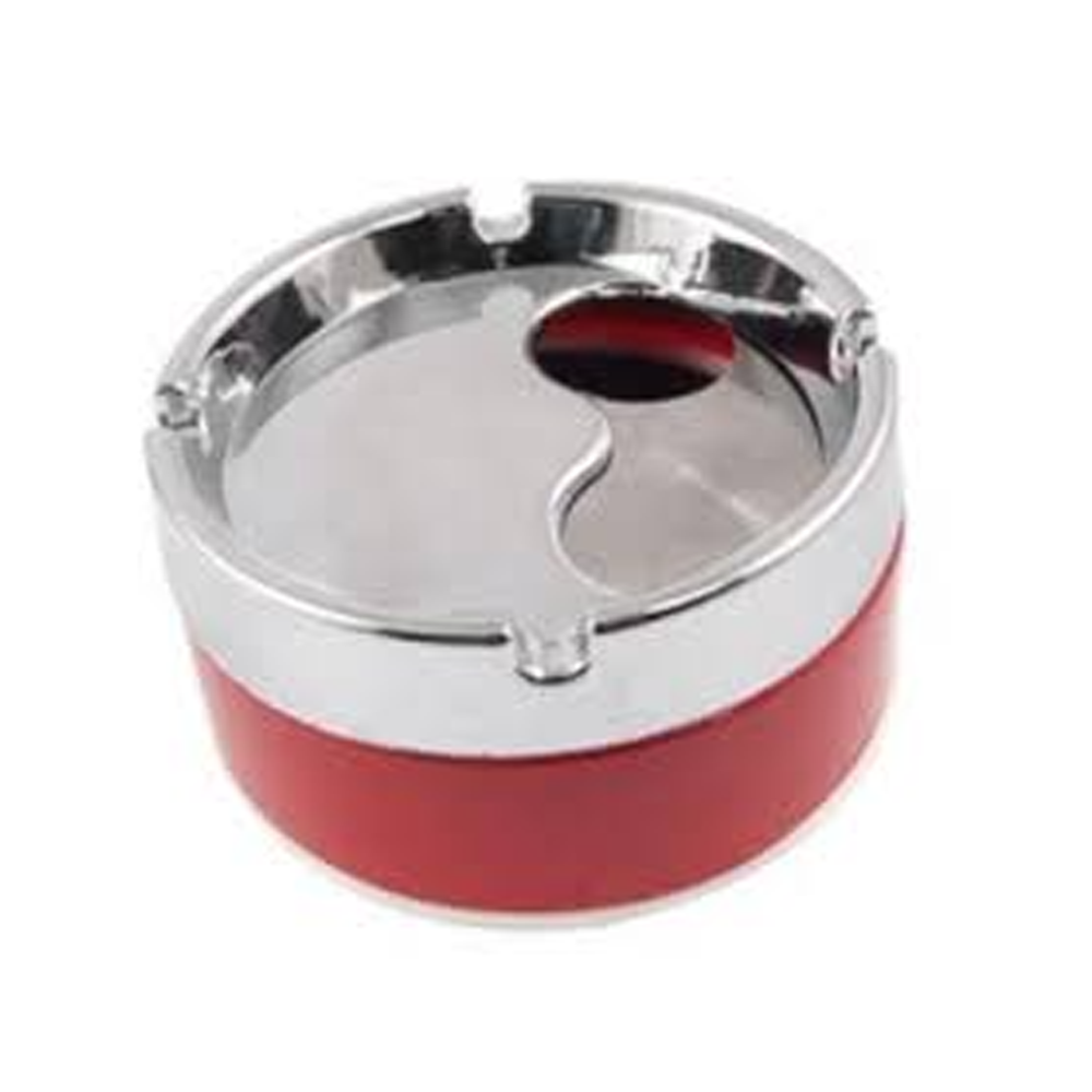 Stainless Steel Ashtray - Silver and Red