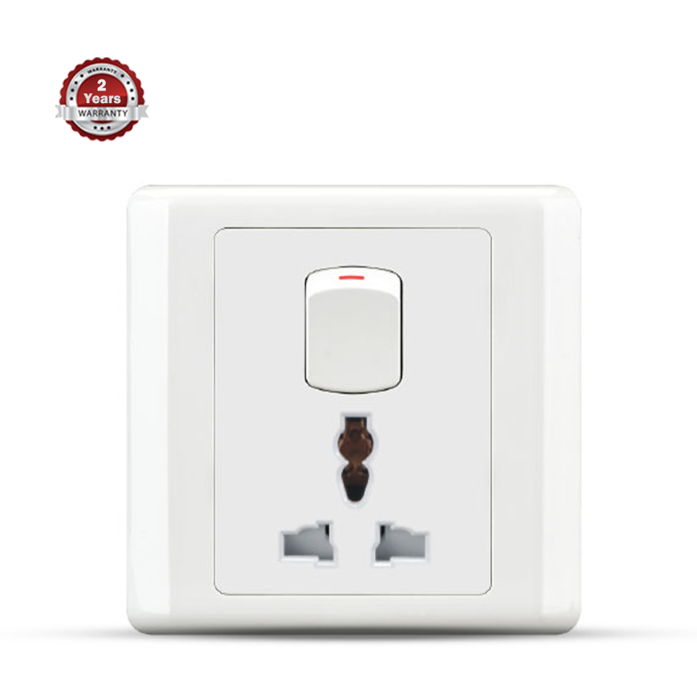 HEE Classic 3 Pin MF Switched Socket - White