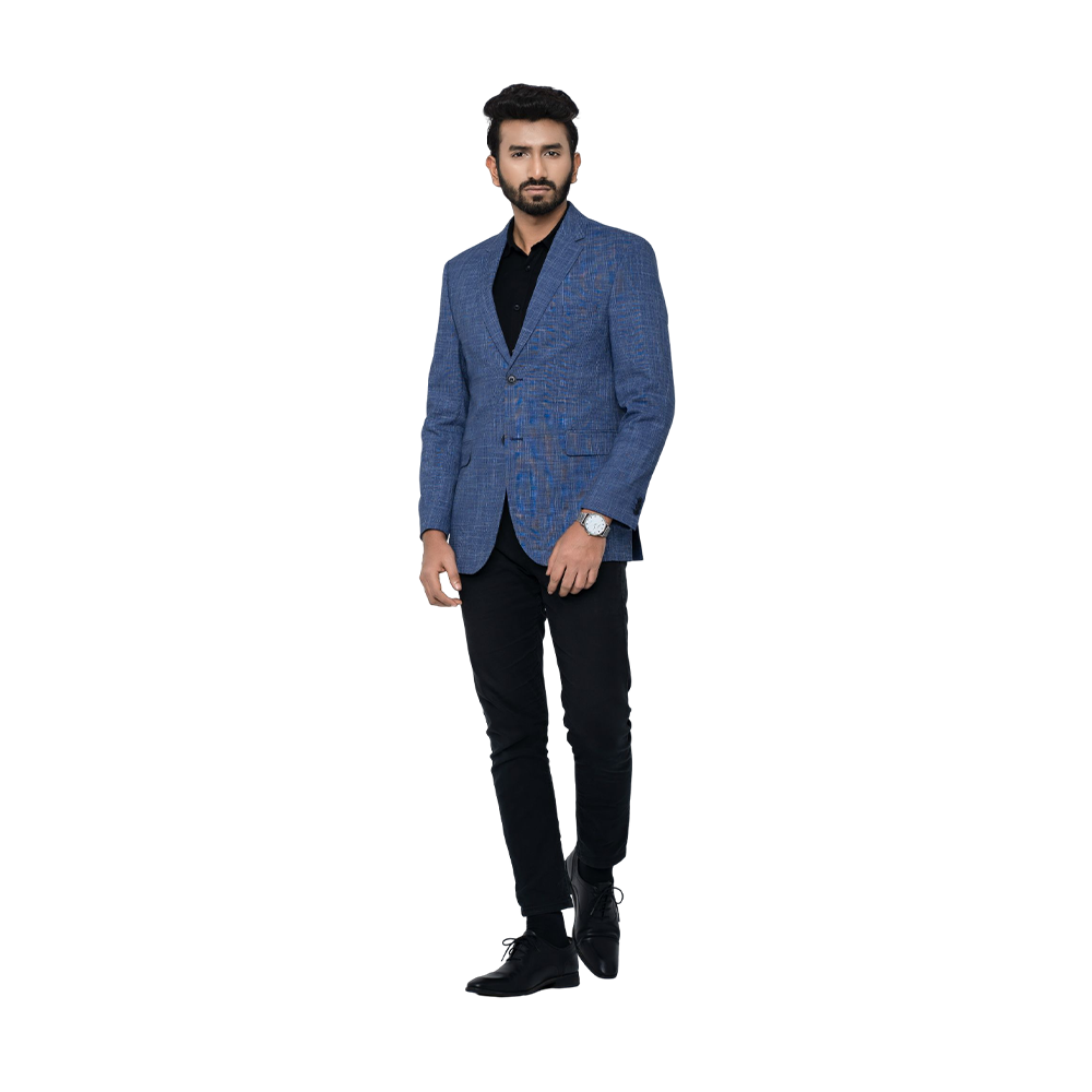 OCODE Cotton Single Blazer For Men - Sky Blue - MB-7808