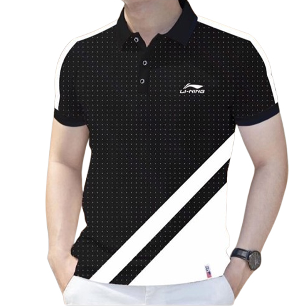 PK Cotton Polo Shirt For Men - Black and White - PT-315