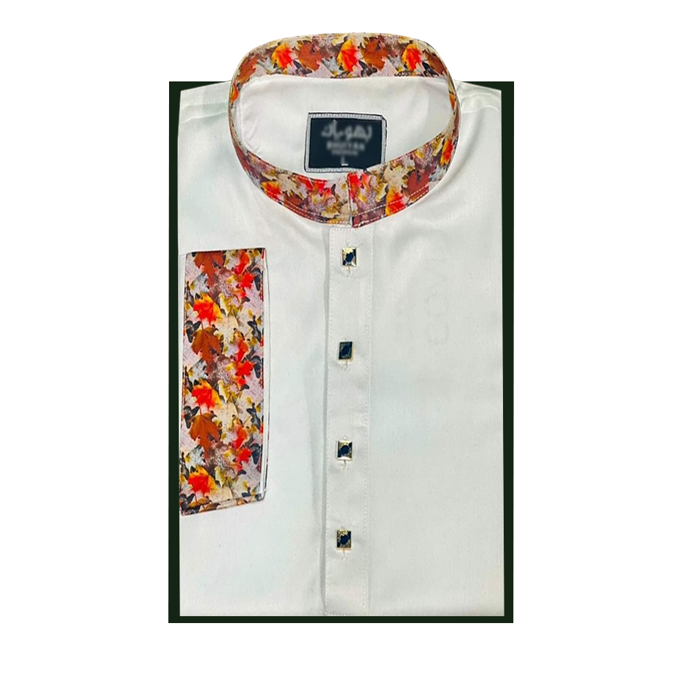 Tencel Cotton Panjabi for Men - White - BHC006