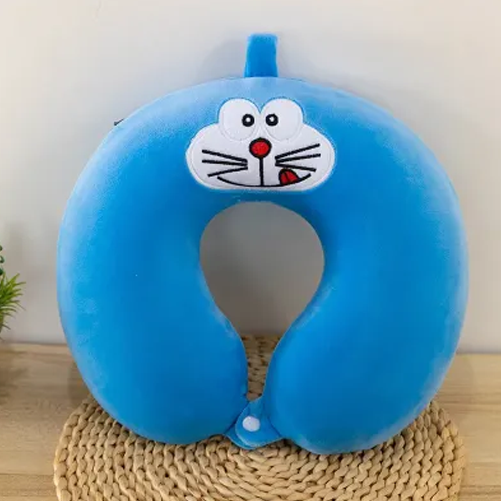 Cotton Cartoon Design U Shape Travel Neck Pillow - Blue