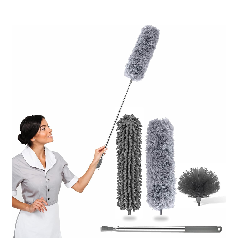 SKYUP Microfiber Bendable and Extendable Fan Cleaning Duster - Ash and Silver 