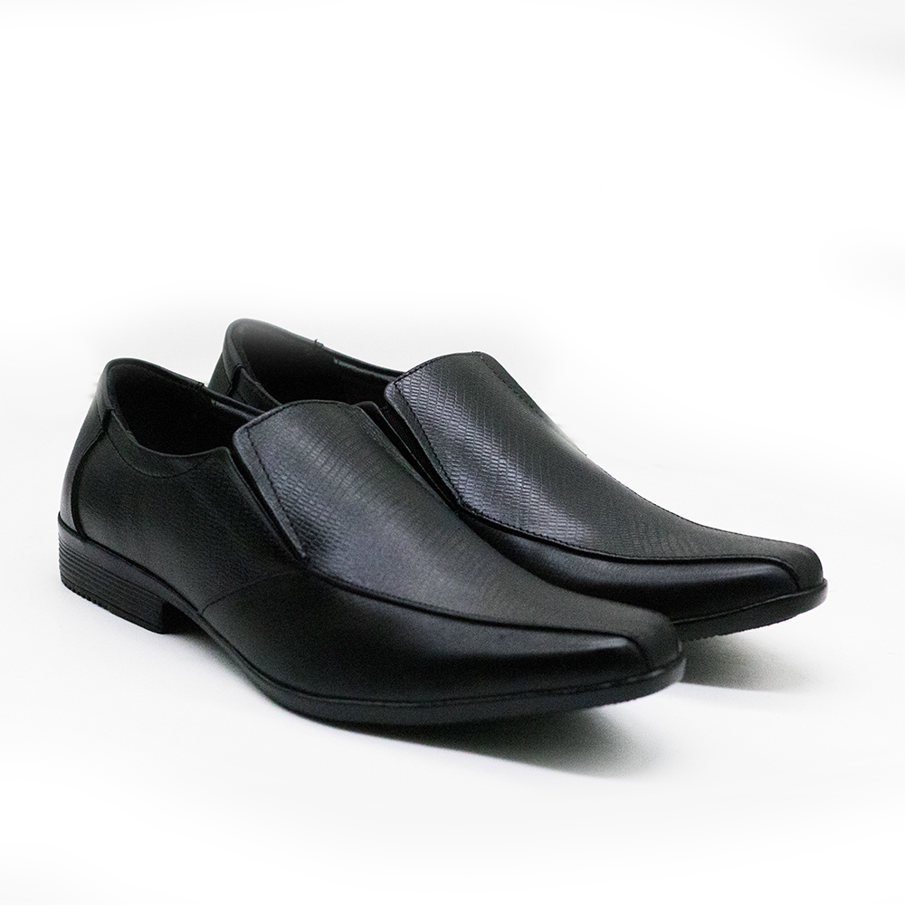Zays Leather Formal Shoes For Men - Black - SF119