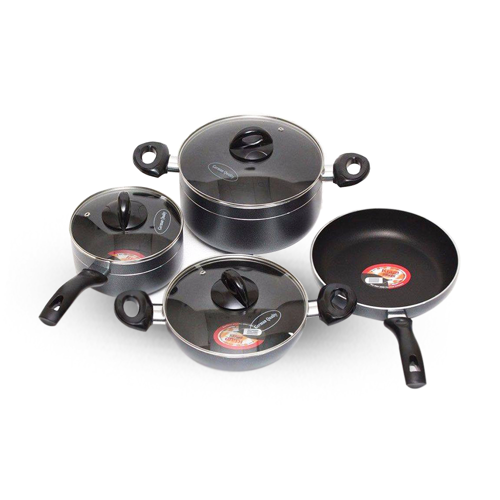 Black and Ash Stainless Steel Cookware Set - 7Pcs