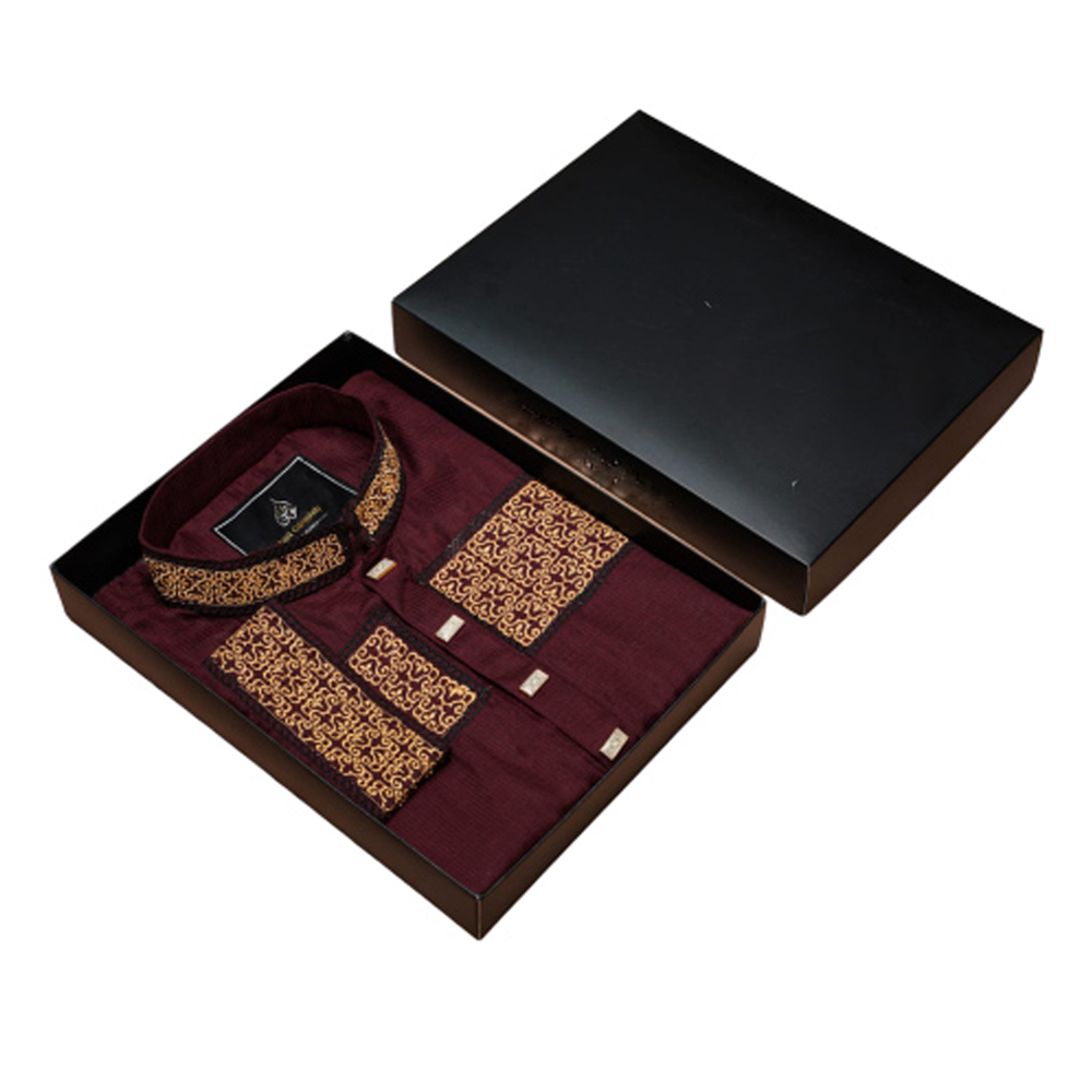 Tencel Cotton Embroidered Panjabi For Men - Maroon