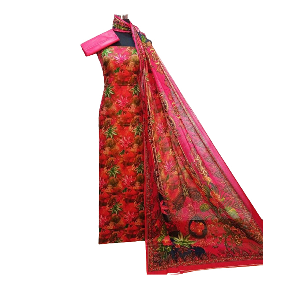 Unstitched Cotton Printed Salwar Kameez For Women - Multicolor - 3R-P80