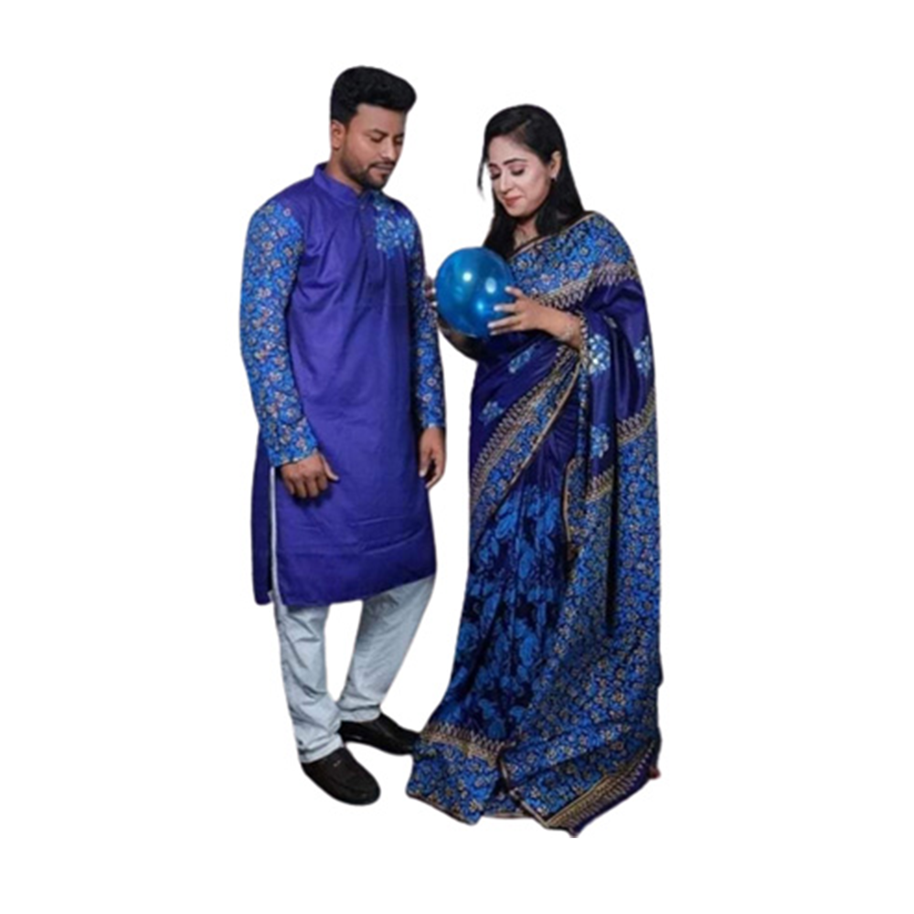 Gorgeous Half Silk Saree and Dhupian Silk Panjabi For Couple Set - BAN011