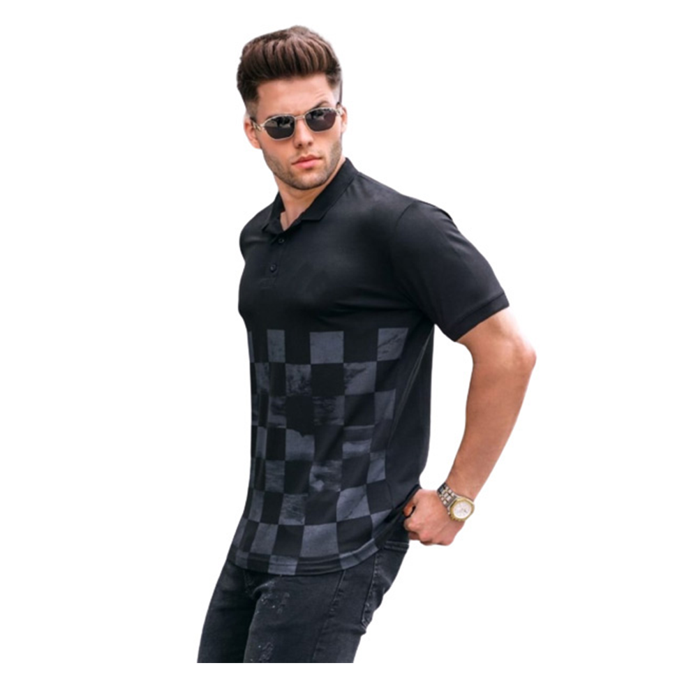 Cotton Half Sleeve Polo Shirt For Men - Black - PT- 79