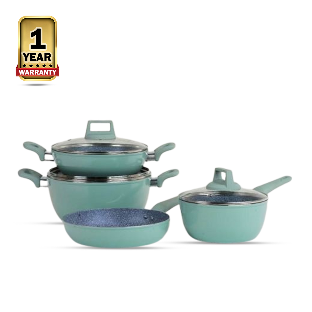 Set Of 7Pcs Kiam Aluminum Ceramic Coated Die-Casting Non-Stick Cookware Set - Blue