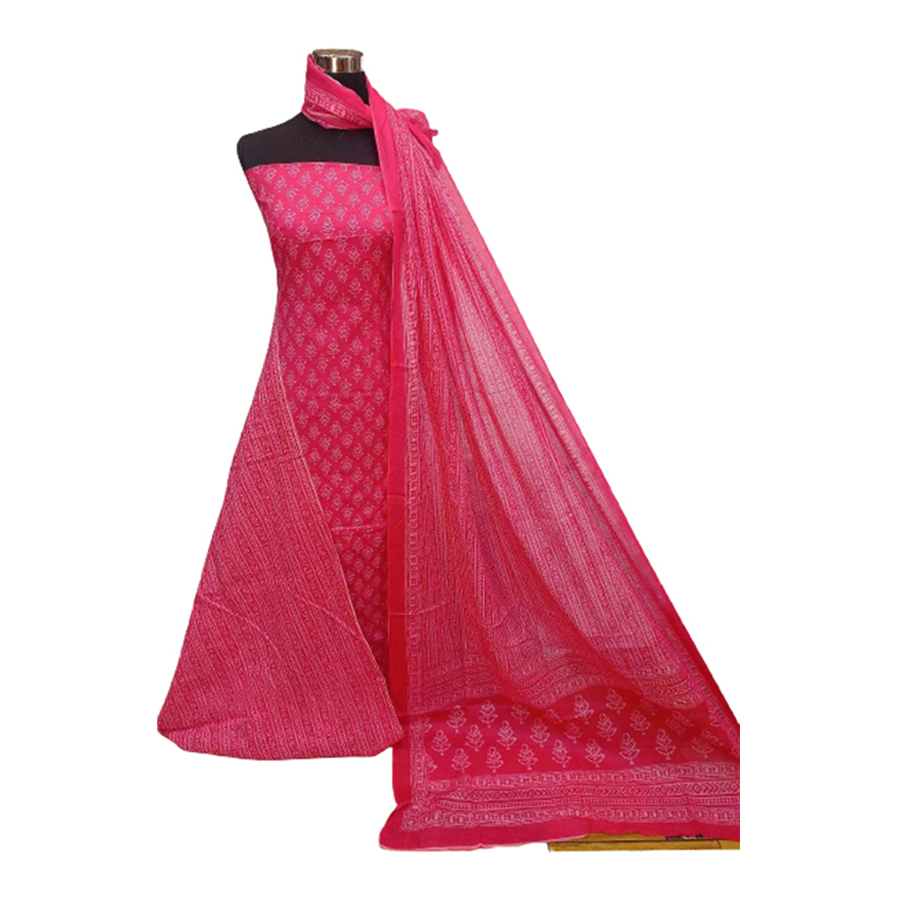 Unstitched Cotton Salwar Kameez For Women - Pink - 3R-P2