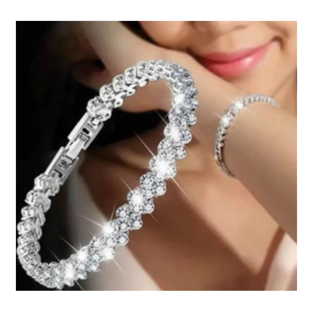 Luxury Roman Crystal Bracelet For Women - Silver