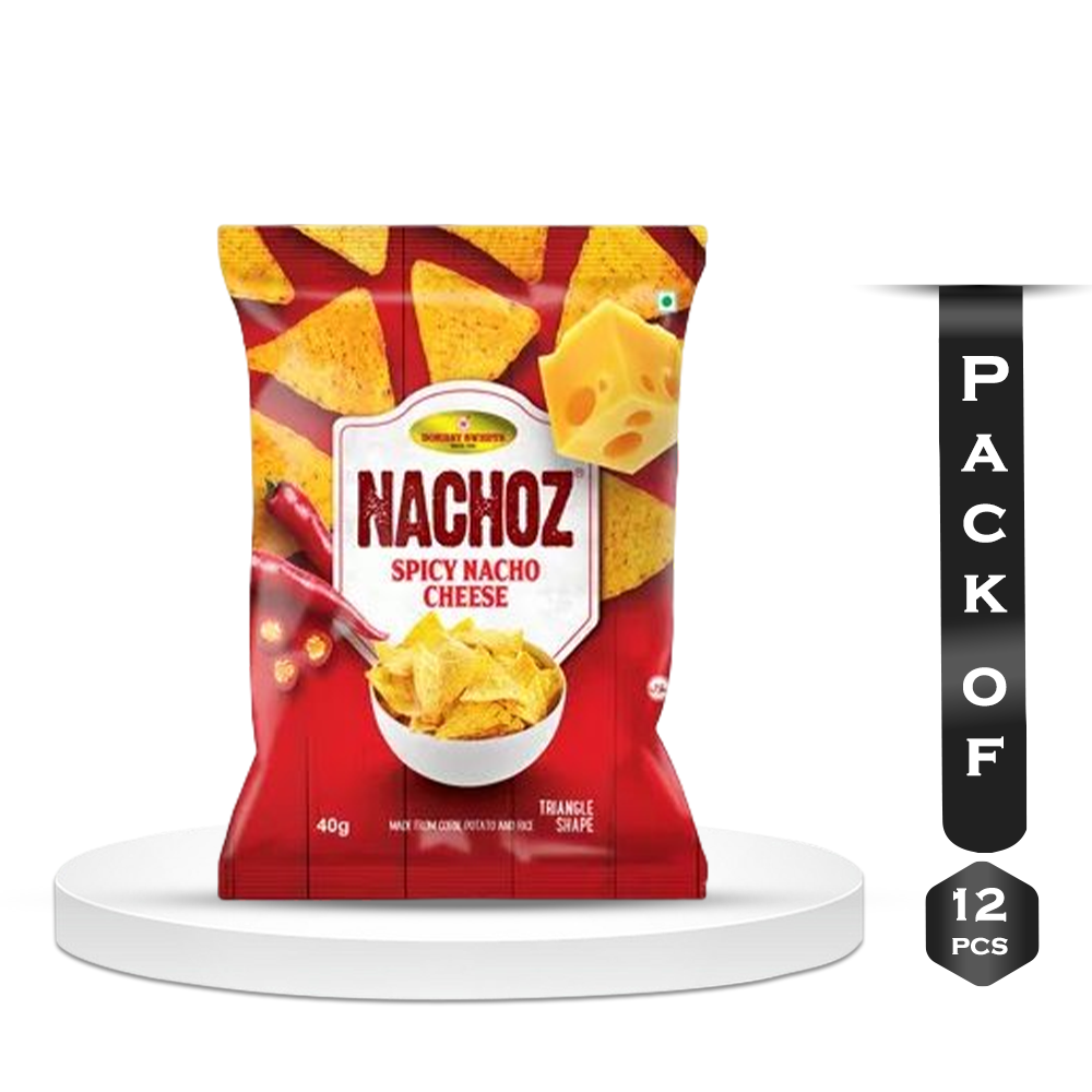 Pack Of 12 Pcs Bombay Sweets Nachoz Chutney and Lime Chips