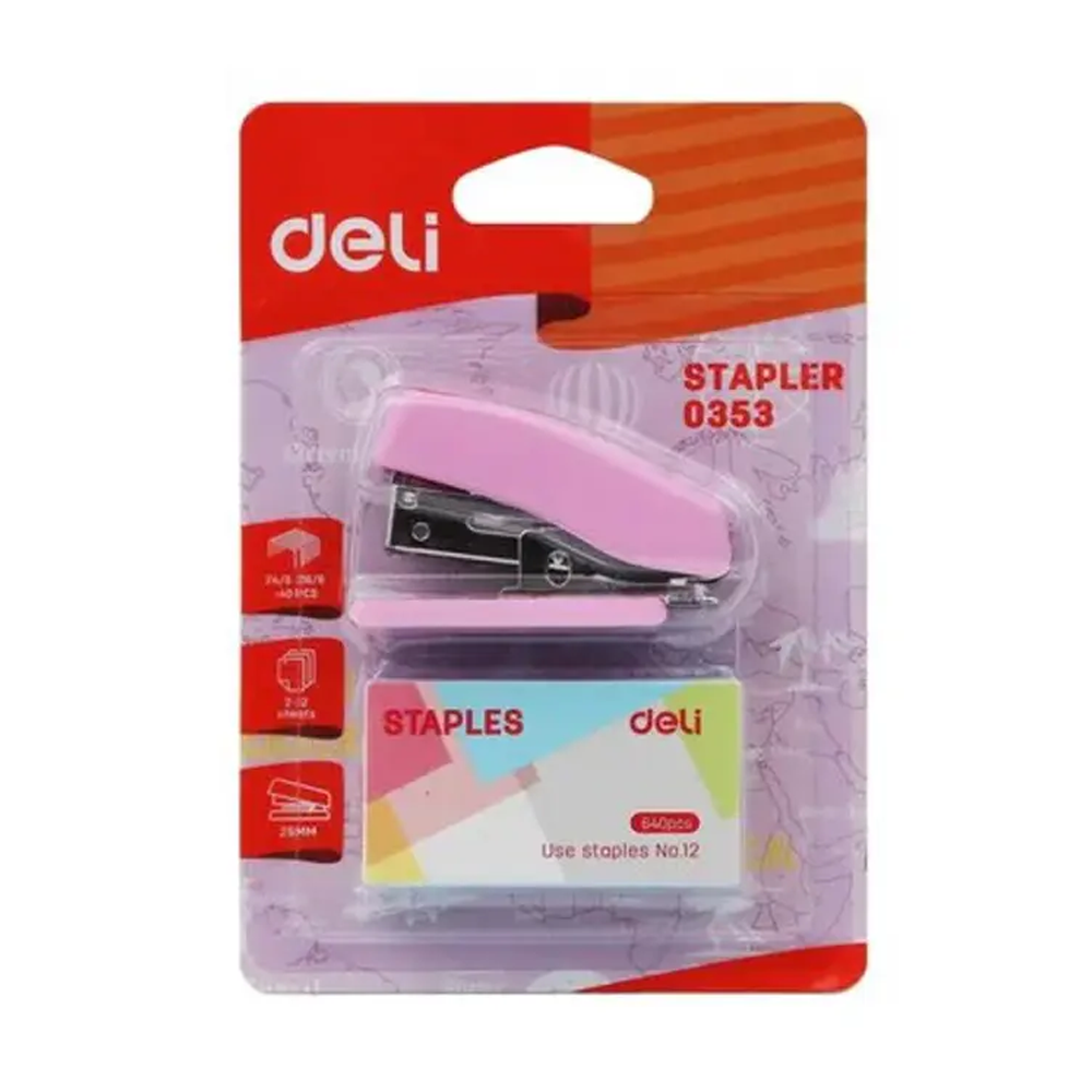 Deli E0353 Mini Stapler with 640 Pcs Pin Box