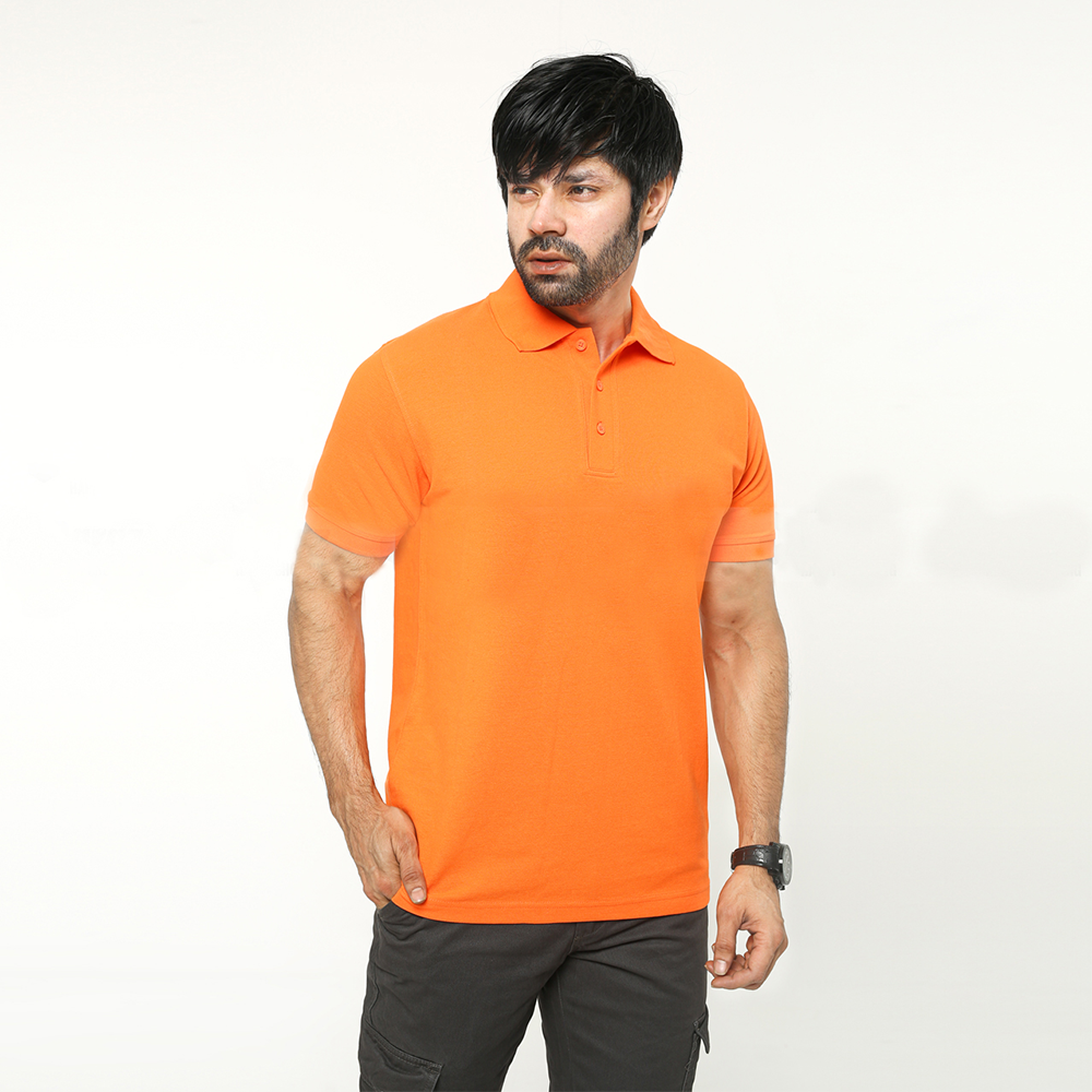 Cotton Polo Shirt For Man - Orange - NZ-9006