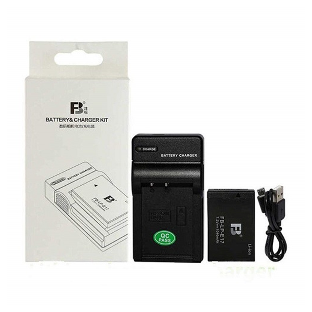 FB LP-E17 Battery And Charger Kit For Canon Cameras - Black - 1040mAh