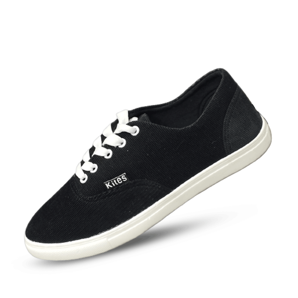 Kites Corduroy Fabric Light Casual Canvas Shoe For Men - Black - SK1047