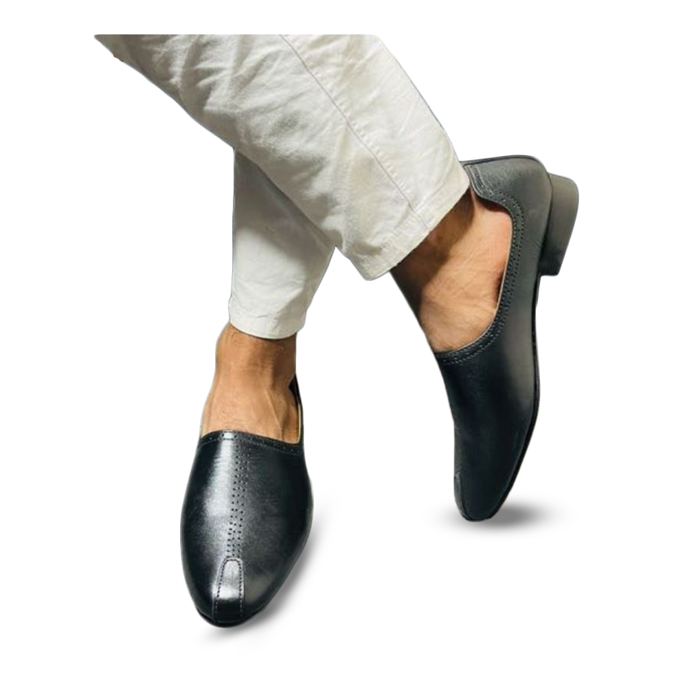 Nobabi Design Leather Shoe for Men - Black - RL-11