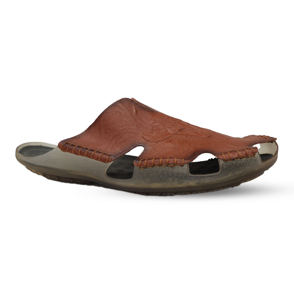 Pu Leather Sandal For Men - Brown - MS271