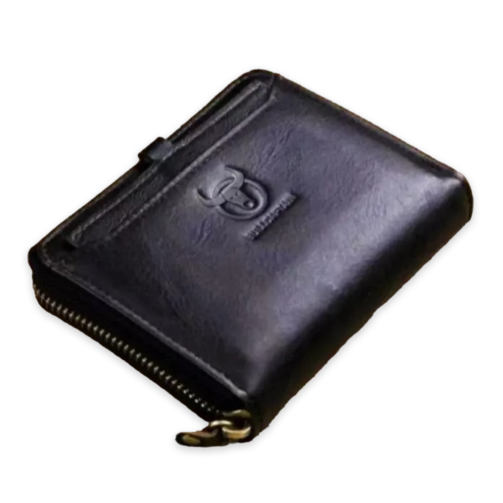 Men's Zipper Closure Short Leather Wallet Multifunctional Coin