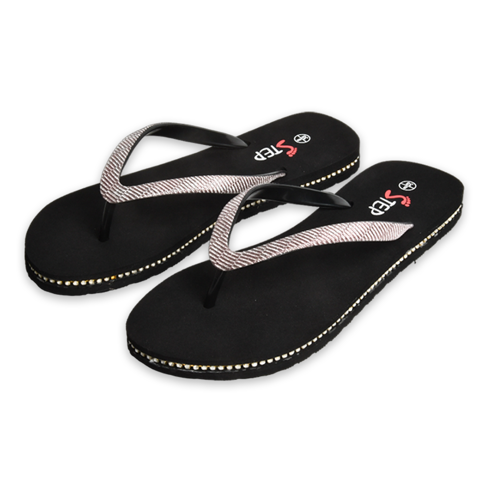 Step PVC Flip Flop Sandal For Women Black WEVRG201004