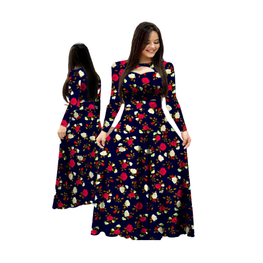 China Lenin 3D Print Long Kurti Gown For Women - G-M21 - Multicolor