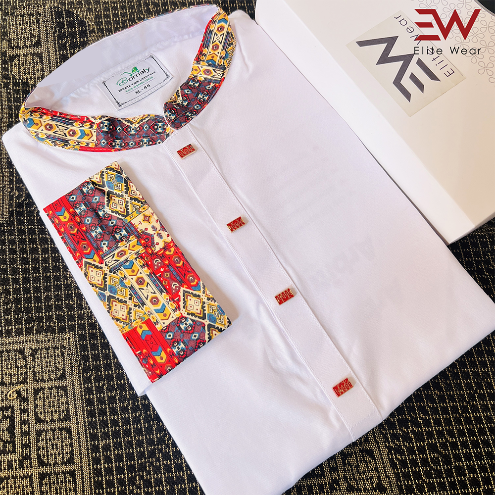 Cotton Panjabi For Men - White - P1