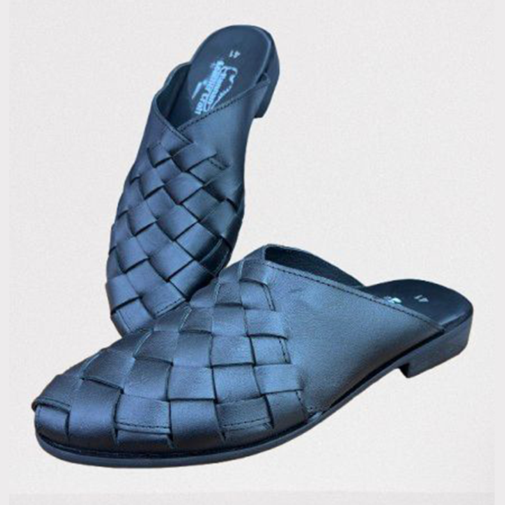 Leather Sandal For Men - Black - Eid2