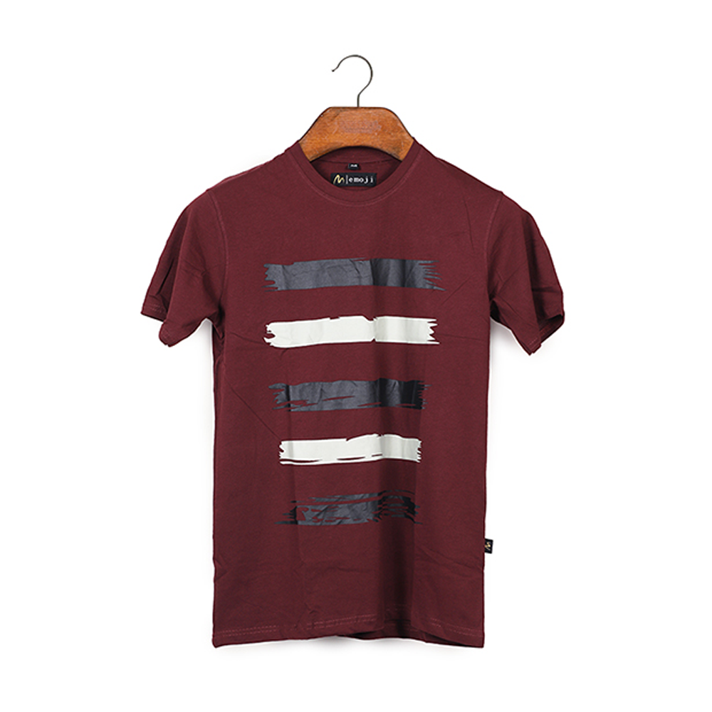 Cotton Half Sleeve T-Shirt for Men - Maroon - EMJ#MT