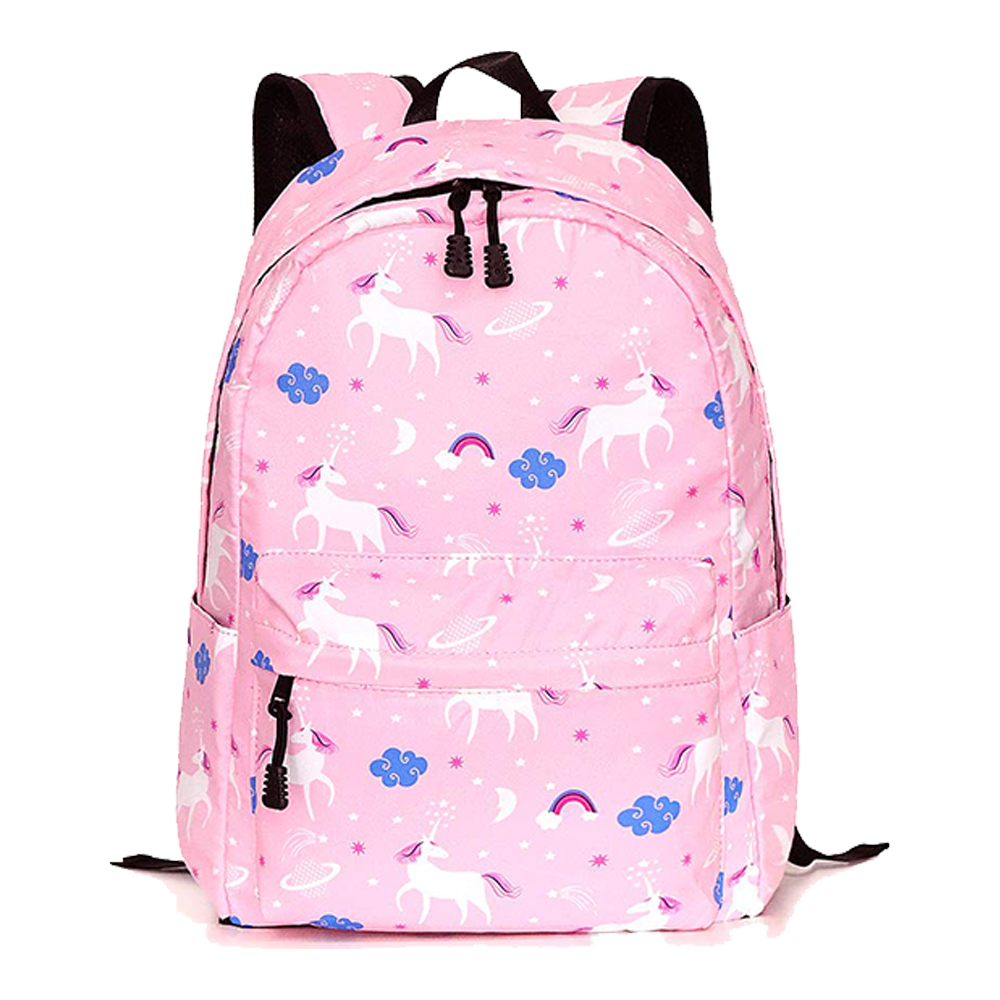 Dream Unicorn Nylon School Backpack For Girls - Pink