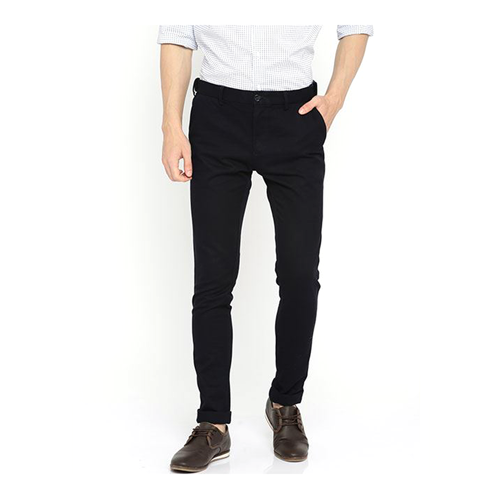 Cotton Chinos Gabardine Pant For Men - Deep Black - NZ-3121