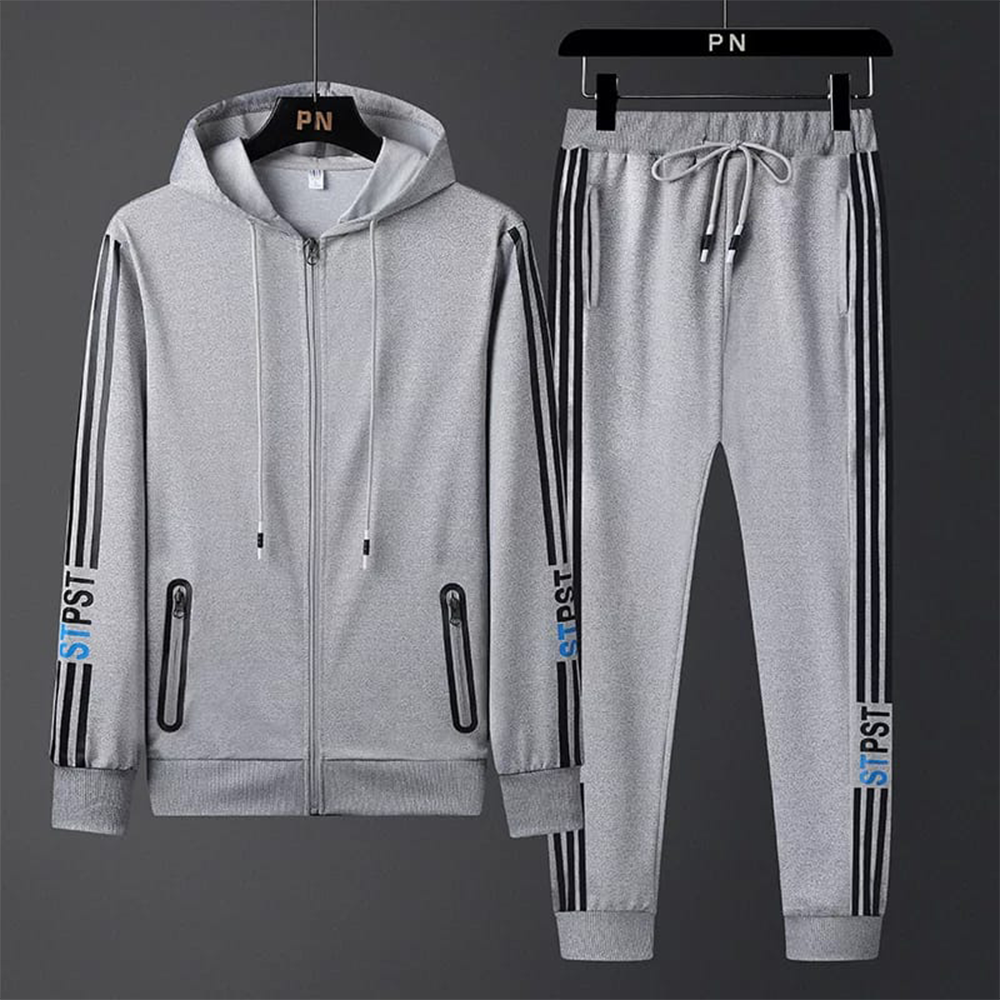 Cotton Hoodie with Trouser for Men Combo - White and Black