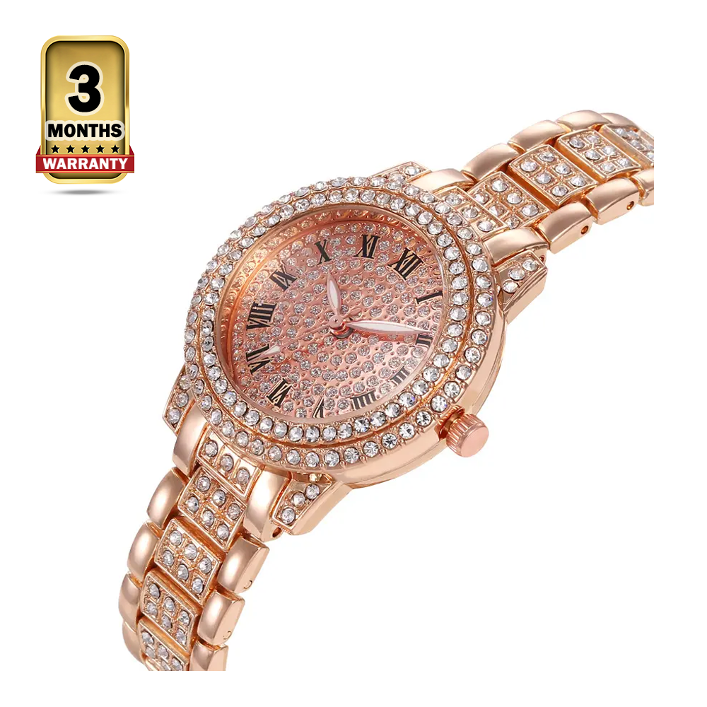 GN1130-3 Stainless Steel Bracelet Type Wristwatch for Women - Rose Gold