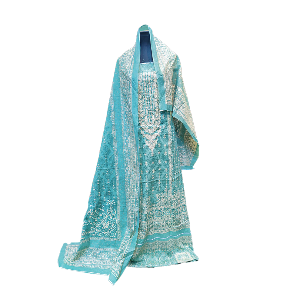 Proud PL-SL00026 Unstiched Cotton Digital Print Lawn Salwar Kameez For Women - Cyan