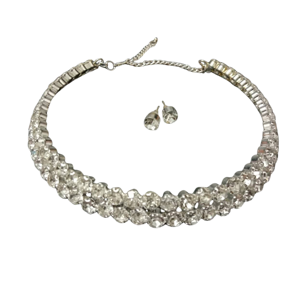 Jewellery Set Locked Stone For Women - Silver & White