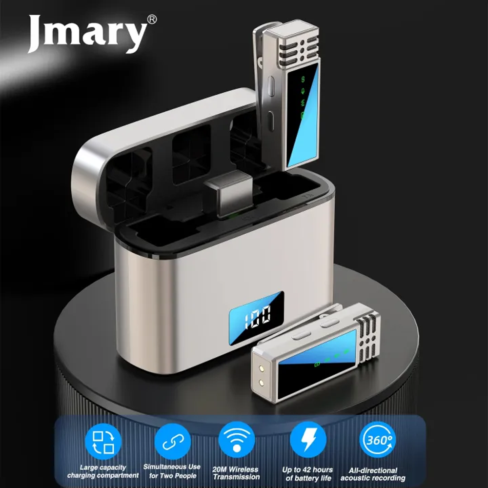 Jmary MW-15 2.4GHz Dual Wireless Microphone For Mobile - Silver