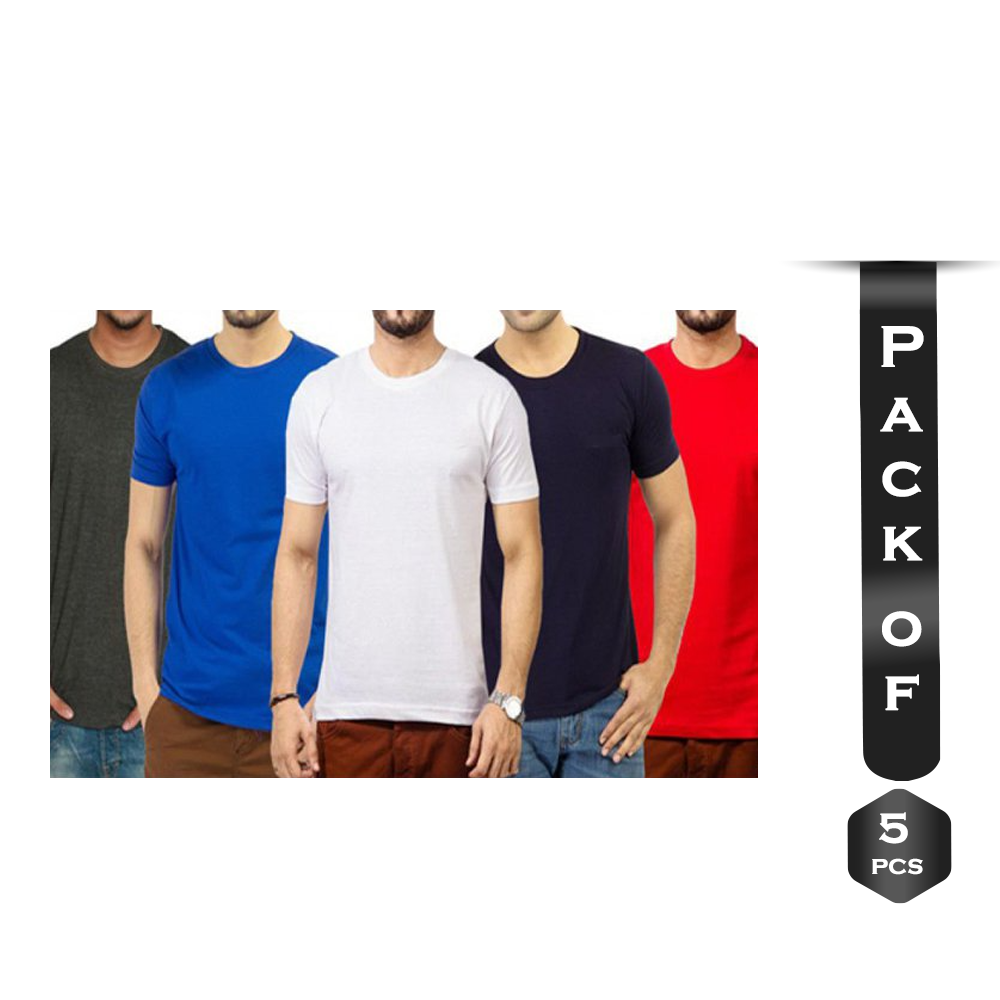 Pack of 5Pcs Cotton Half-Sleeve T-Shirts For Men - TSHIRT5-31