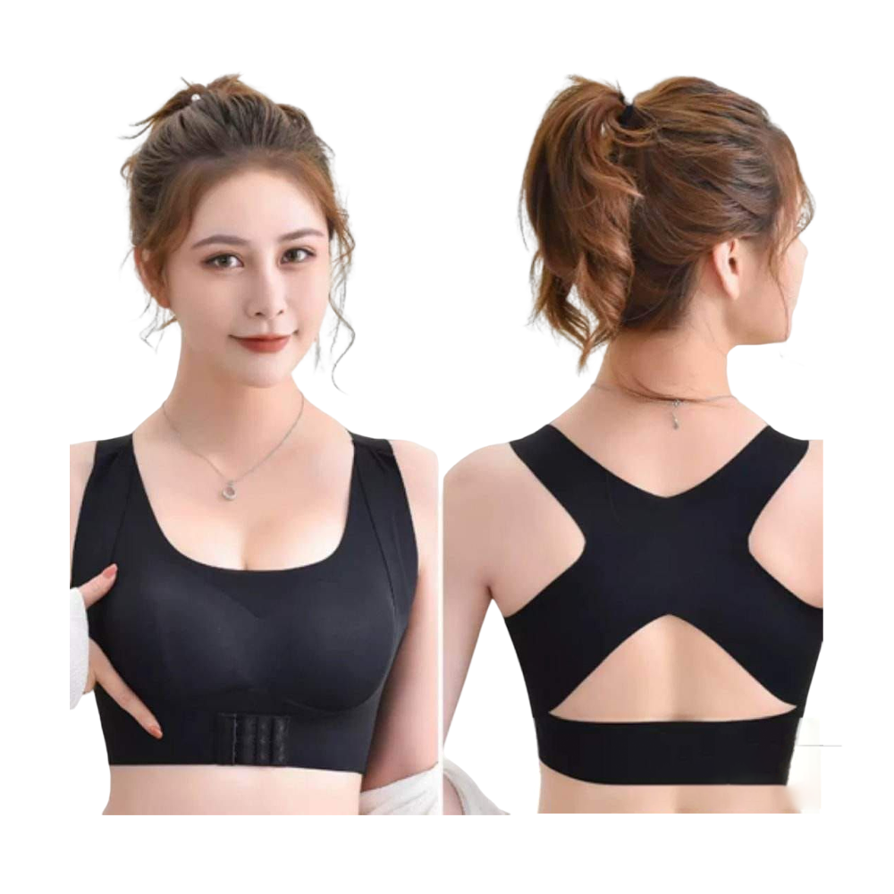 Slim Fit Body Shaper Peacock Breast Support  Double Side Bra - Black