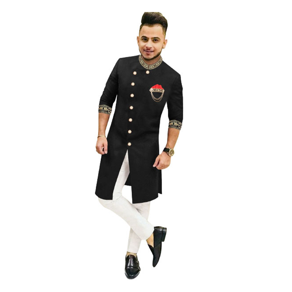 Exclusive Cotton Sherwani Panjabi For Men - Black - PS-11