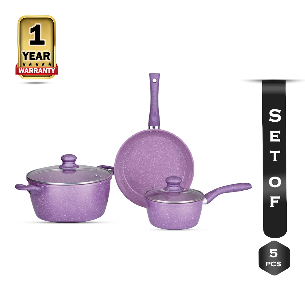 Popular Pink 5Pcs Non Stick Pan Stainless Steel Pots And Pans Pink