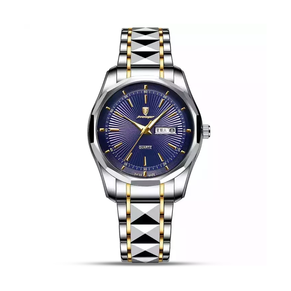 Poedagar 408 Stainless Steel Top Waterproof Luminous Sport Wrist Watch for Men - Blue