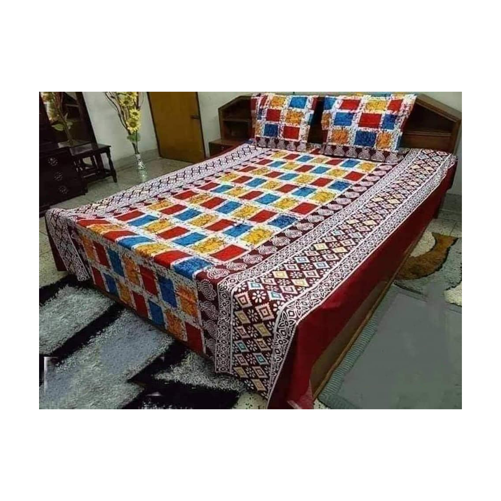 King Size Cotton Panel Bedsheet - NT-48 - Multicolor