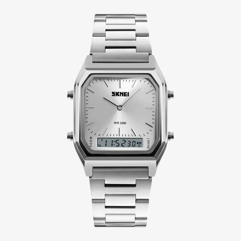 SKMEI 1220 Stainless Steel Waterproof Casual Watch For Men - Silver